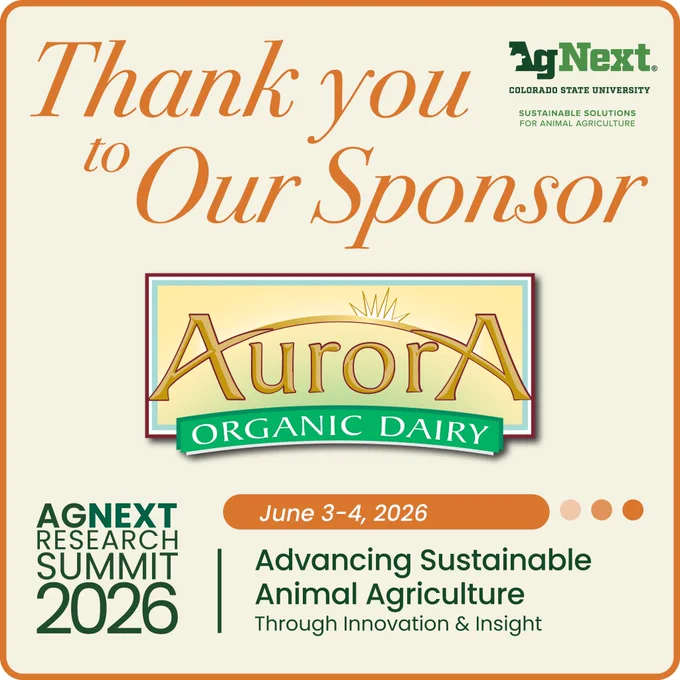 Aurora Organic Dairy Sponsorship Graphic 2026 AgNext Research Summit.