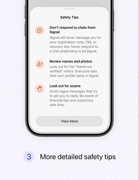 A screenshot showing more detailed safety tips