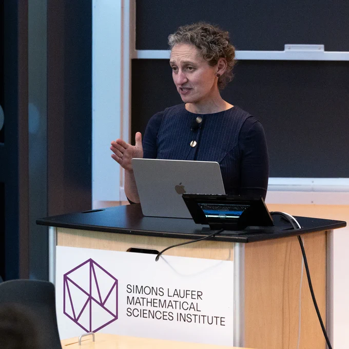 Evgenya Shkolnik, Professor of Astrophysics at the School of Earth and Space Exploration at Arizona State University, speaking at the Simons Laufer Mathematical Sciences Institute (SLMath) in Berkeley, California,  on the SPARKS mission, which is seeking out habitable exoplanets in our solar system. 