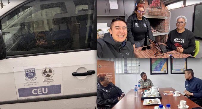 Three images from a visit to the University of the Western Cape and the Community Engagement Unit. 