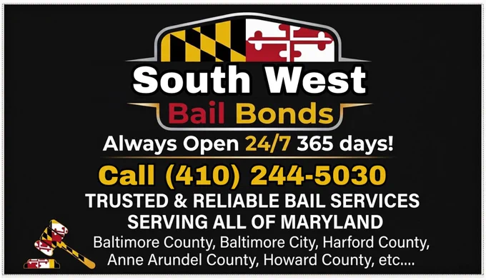 South West Bail Bonds is the best bail bonds out there! You will be in & out. Your love one will be out of jail. Their prices are affordable, too. The service they deliver is exceptional. They understand all your bail bonds needs. Mike is the best bail bondsman of all bondsmen around that you could ask for. He’s incredibly kind, exceptionally helpful, and consistently delivers A  service, always going the extra mile. His professionalism, courtesy, knowledge, expertise and experience truly stands out. I highly recommend South West Bail Bonds ! Thank you once again, Mike, for taking care of all my bail bond needs. South West Bail Bonds also services:
•York County Pennsylvania (PA) and surrounding areas, as well as..
• Baltimore City and Baltimore County
• Aberdeen
• Bel Air
• Harford County
• Annapolis
• Glen Burnie
and more, including Halethorpe, Maryland (MD)
Open: All day, everyday. Around the clock, 24/7. They don’t sleep, always up and won’t disappoint you!
• #SouthWestBailBonds