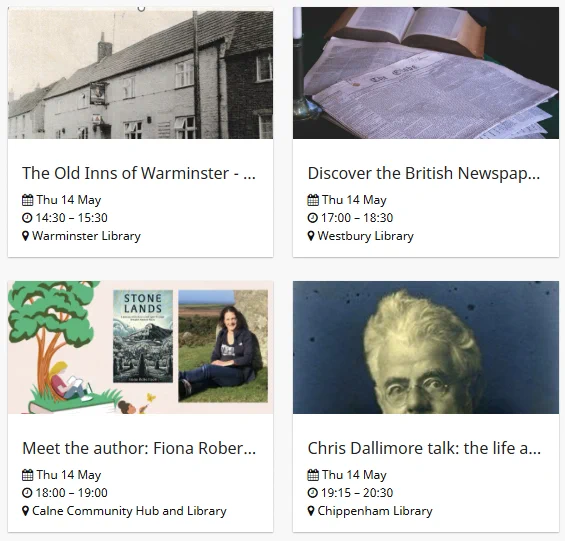 Image highlighting events in Warminster, Westbury, Calne and Chippenham