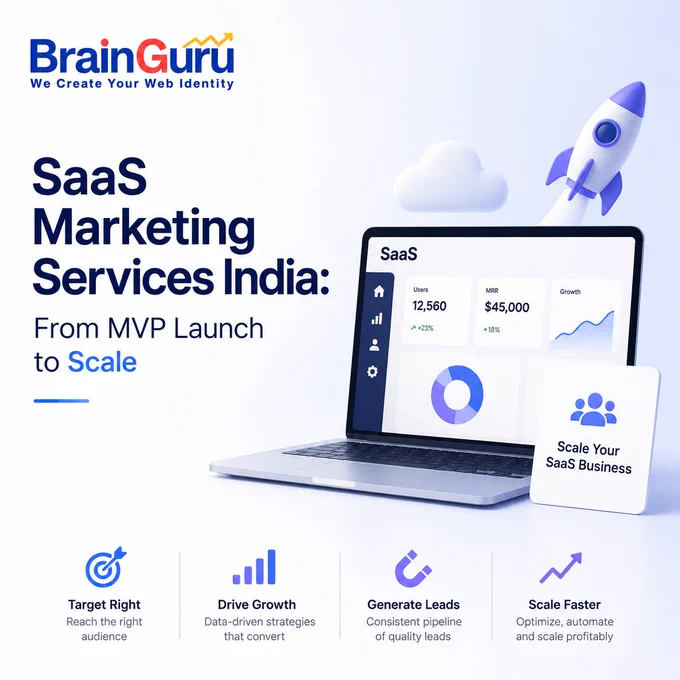 Building a SaaS product is hard. Scaling it is even harder.

In today’s competitive market, SaaS marketing is not just about traffic - it’s about acquiring, activating, and retaining users.

Discover how 𝗦𝗮𝗮𝗦 𝗺𝗮𝗿𝗸𝗲𝘁𝗶𝗻𝗴 𝘀𝗲𝗿𝘃𝗶𝗰𝗲𝘀 𝗶𝗻 𝗜𝗻𝗱𝗶𝗮 can help you:
✅ Generate high-quality leads
✅ Improve trial-to-paid conversions
✅ Reduce churn & increase retention
✅ Scale your product from MVP to growth stage
✅ Build predictable revenue
Whether you’re launching a new SaaS product or scaling an existing one, the right strategy can make all the difference.

𝗖𝗮𝗹𝗹 -  𝟵𝟭𝟴𝟬𝟭𝟬𝟬𝟭𝟬𝟬𝟬𝟬
🔗 https://blog.brainguru.in/2026/05/saas-marketing-services-india/

#SaaSMarketing #SaaSIndia #StartupIndia #B2BMarketing #LeadGeneration #GrowthMarketing #ProductMarketing #DigitalMarketing #SaaSBusiness #Entrepreneurship #ScaleYourStartup #BrainGuru