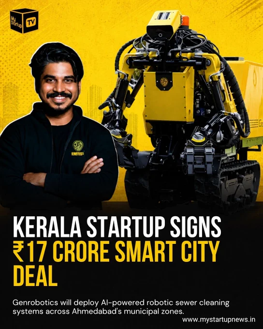 Kerala Startup Genrobotics Wins ₹17 Crore Ahmedabad Civic Contract to Deploy AI-Powered Sewer-Cleaning Robots
