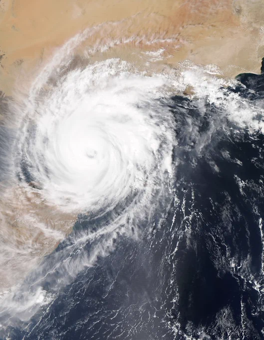 An aerial photo of a typhoon. Credit: NASA