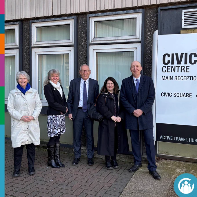 Image: Photo of five members of the Accounts Commission on a visit to North Lanarkshire Council.
