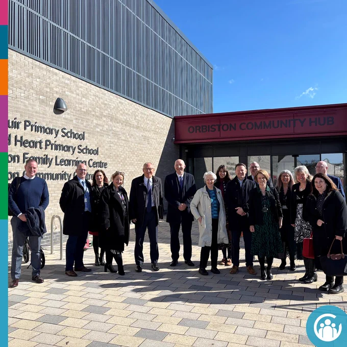 Image: Photo of Accounts Commission members and members of North Lanarkshire Council outside Orbiston Community Hub.
