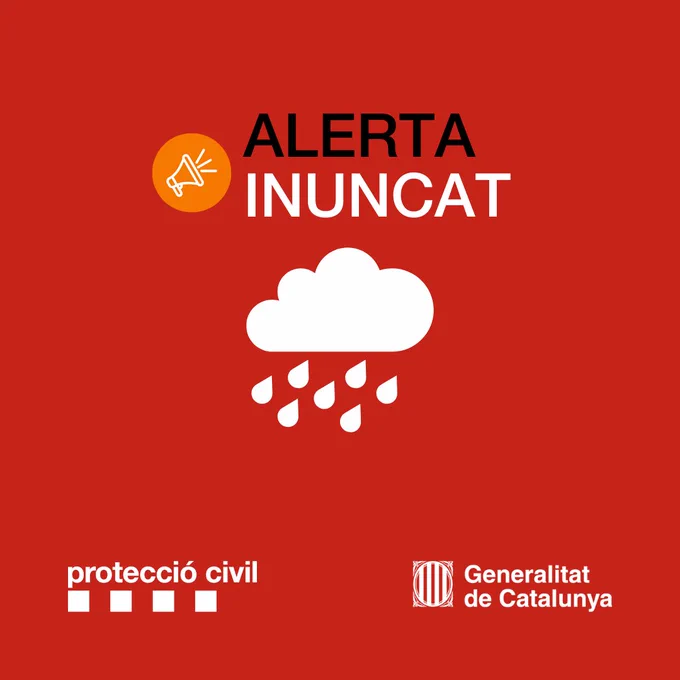 Alerta del pla INUNCAT, precaució en la mobilitat i les activitats a l'aire lliure