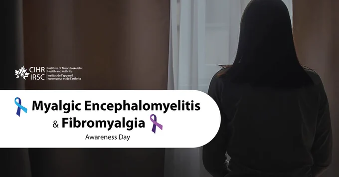 CIHR IMHA logo. “Myalgic Encephalomyelitis and Fibromyalgia Awareness Day”.