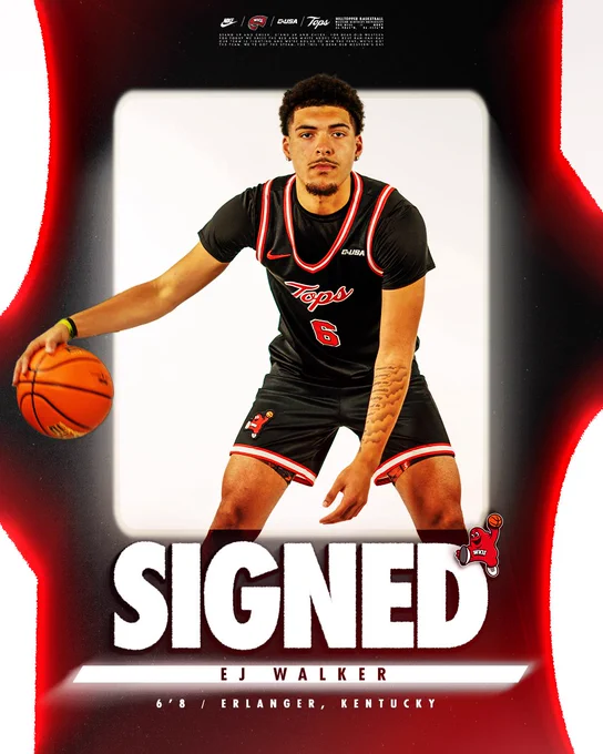 WKU Hilltopper Basketball and Mahurin Family Foundation Head Coach Hank Plona signed 6-8 rising sophomore EJ Walker to the 2026-27 roster.