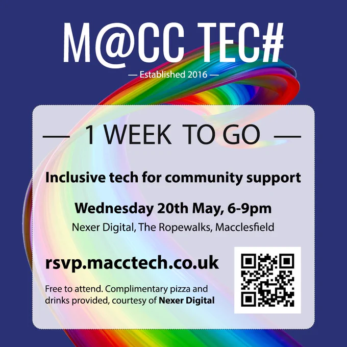 Macc Tech 'Inclusive tech for community support' event flyer