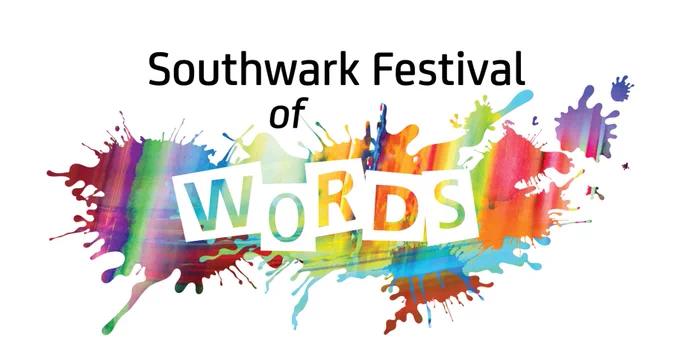 Southwark Festival of WORDS logo with colourful paint splatters.