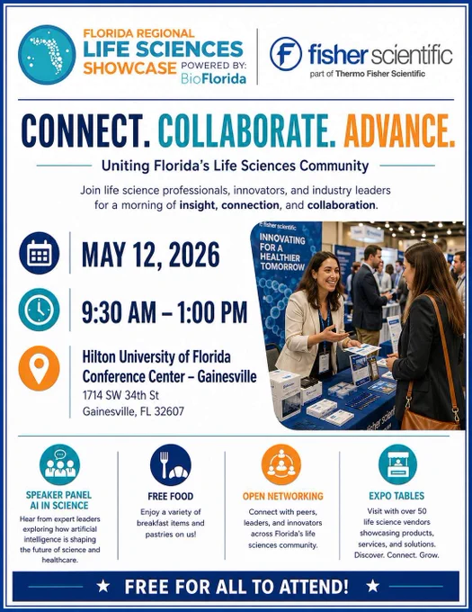 BioFlorida Life Sciences showcase flyer with event details, also included in body of post