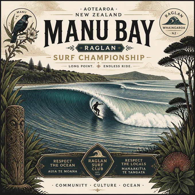 Entre montanhas verdes e linhas perfeitas de swell, Manu Bay transforma o surf em patrimônio cultural da Nova Zelândia. 🌊🇳🇿

Uma das direitas mais longas e icônicas do planeta, onde oceano, tradição maori e natureza criam uma atmosfera única em Raglan.

#Surf #Surfing #ManuBay #Raglan #NewZealand #Aotearoa #Wave #SurfCulture #Ocean #LongPoint #SurfLife #Nature #SurfTrip #LineUp #Barrel #SurfArt #OceanCulture #SurfTravel #SurfSpot #RespectTheOcean
