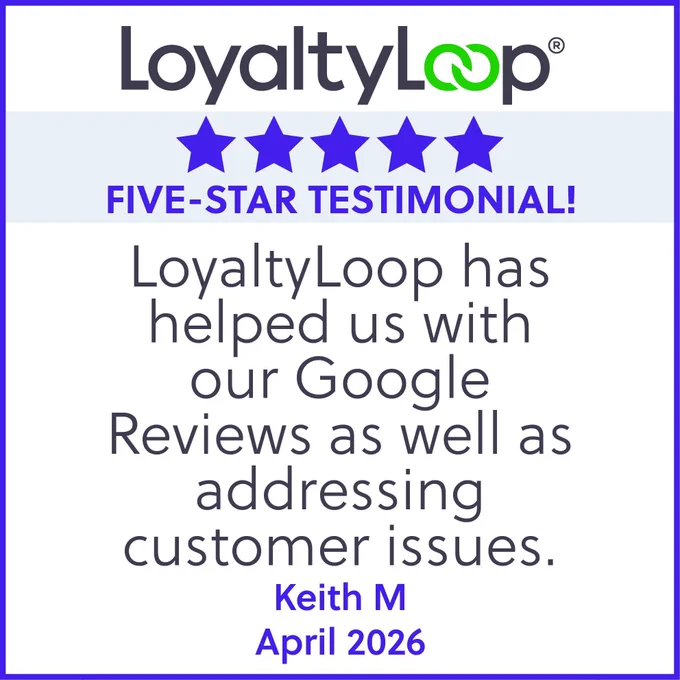 A five-star testimonial from a LoyaltyLoop customer.