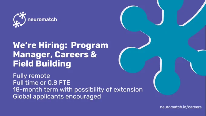 We're Hiring: Program Manager, Careers & Field Building
- Fully Remote
- Full time or 0.8 FTE
- 18-month term with possibility of extension
- Global applicants encouraged