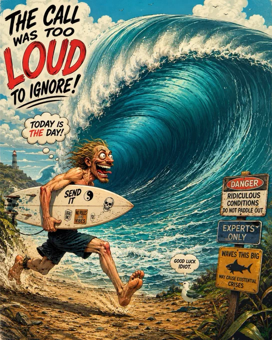 Quando o swell entra na mente antes de entrar no mar. 🌊😂

O oceano gritando “não vai”... e o surfista ouvindo apenas: “essa pode ser a onda da vida.”

#surf #waves #bigwave #surfer #ocean #barrel #surfart #surflife #pipeline #sendit #wave #surfing #surfhumor #extremesurf #surfreport