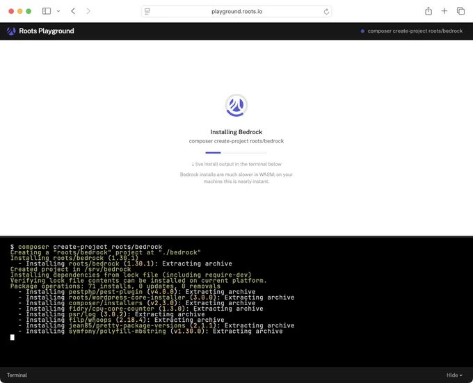 Screenshot of playground.roots.io
