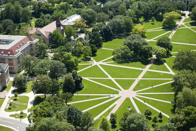 The Ohio State University campus during summer. 