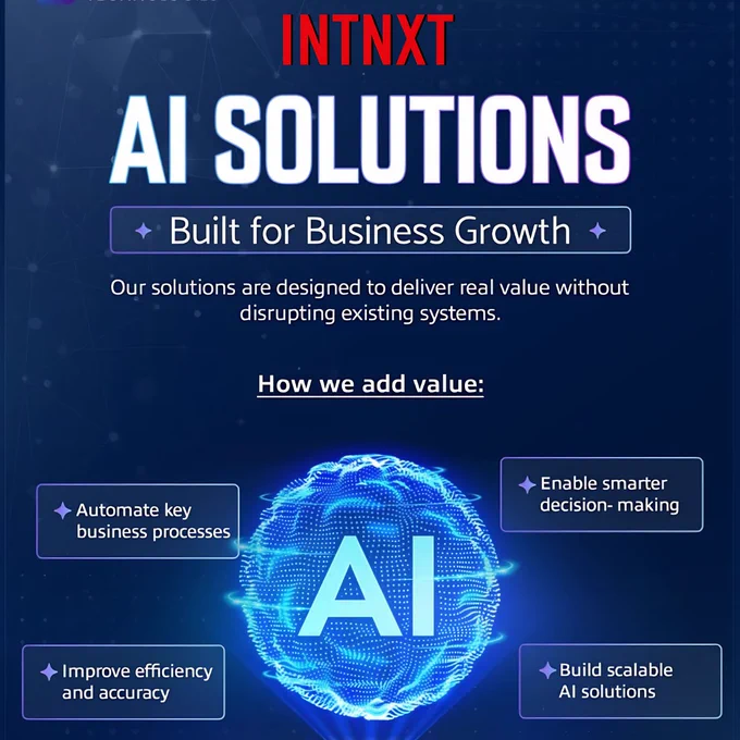 A lot of businesses want to use AI, but many aren’t sure where to start.

The answer usually isn’t “replace everything.”
It’s finding the right areas where automation and smarter workflows can genuinely make work easier.

Small improvements in efficiency can create a huge impact over time.

👉 Curious how AI could fit into your business? Let’s connect.
*
*
*
#INTNXT #AIforBusiness #AIinBusiness #automation #supplychain #logistics #artificialintelligence #INTNXT #AIautomation #AgenticAI #AIConsulting #AIAgent #AIDevelopment #LLM
