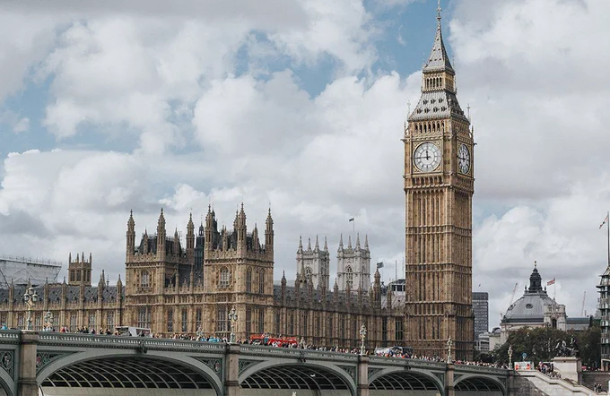 The Houses of Parliament, London.