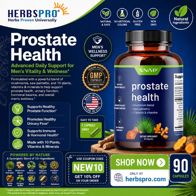 Snap Supplements Prostate Health with NEW10 offer at HerbsPro.com.