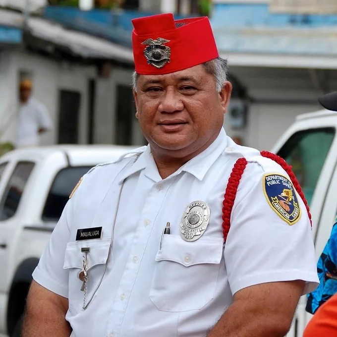 American Samoa Department of Public Safety officer in ceremonial dress uniform, reflecting the proud legacy of the Fita Fita Guard and American Samoa’s long history of service with the U.S. Navy. Photo credit: Stephen Petaia.