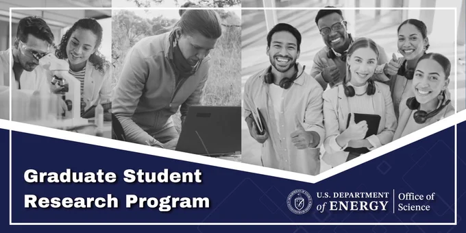Collage of three black and white photos of younger people doing scientific work. Text: Graduate Student Research Program