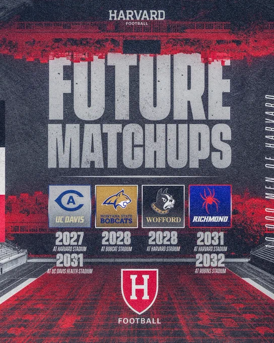 Future Matchups - UC Davis (2027 home, 2031 away), Montana State (2028 away), Wofford (2028 home), Richmond (2031 home, 2032 away)
