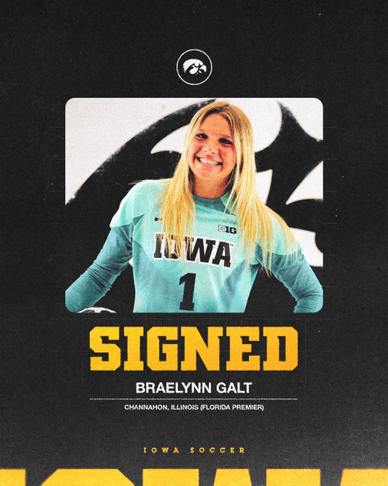 A graphic of Iowa soccer commit Braelynn Galt