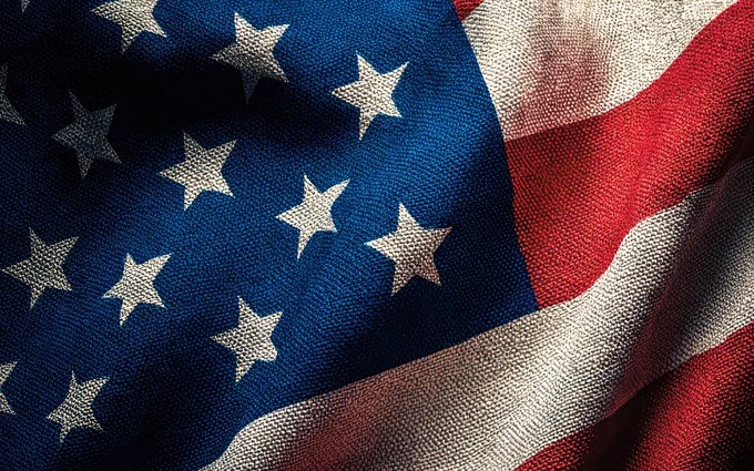 A close-up of the American flag