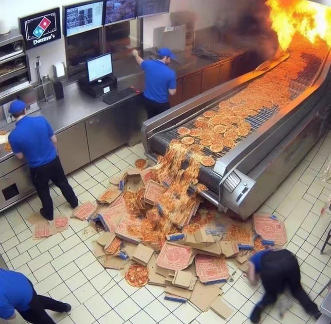 Ai image of pizza store chaos