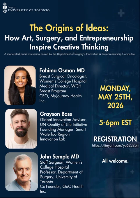 Department of Surgery’s Innovation & Entrepreneurship Webinar Poster