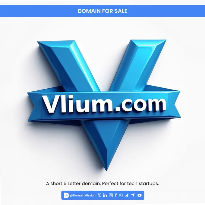 Vlium.com - A short 5 Letter domain, memorable and brandable - Domain Mission