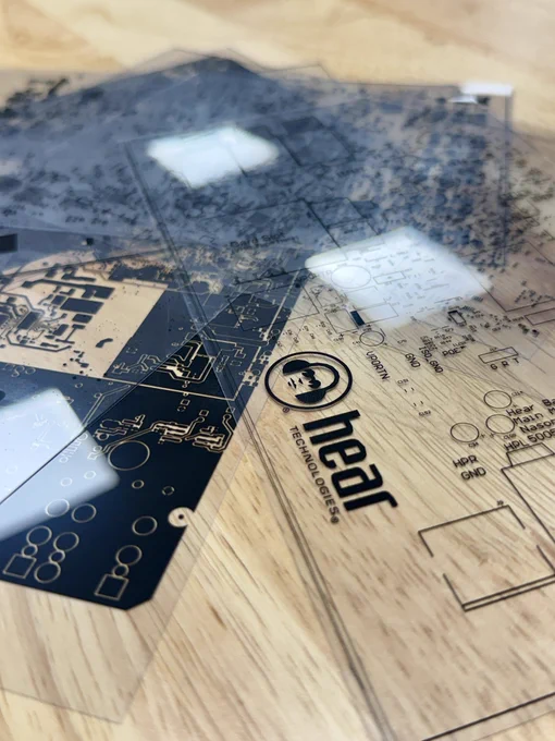 Transparencies of circuit board layers for the new Switch Back PLUS stand-alone mixer   Dante interface   network MIDI control surface.