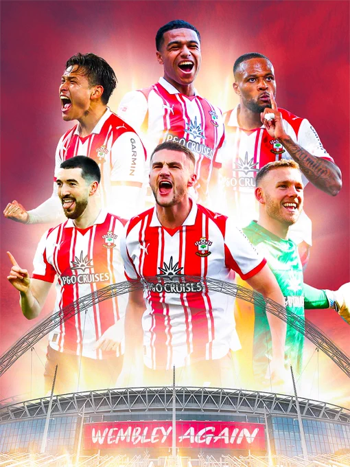 A graphic showing Wembley Stadium, with Finn Azaz, Taylor Harwood-Bellis, Daniel Peretz, Kuryu Matsuki, Shea Charles and Cyle Larin celebrating.