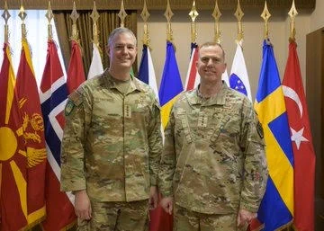 Gen. Gregory Guillot and Supreme Allied Command Europe Gen. Alexus G. Grynkewich in Mons, Belgium
