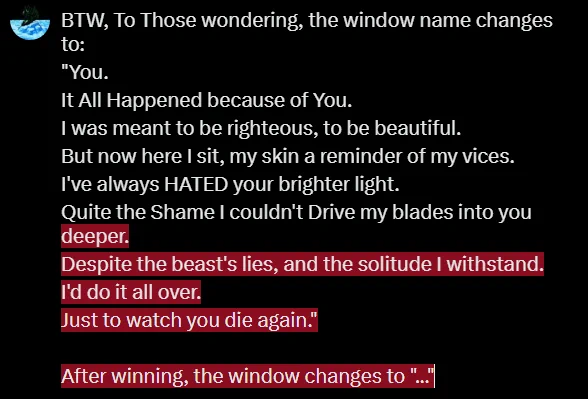 Can't Change What You Are window name changes