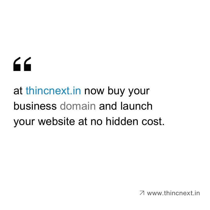 Buy any Domain at no hidden costs🌐

Get everything you need in one place — Domains, Hosting, Professional Email IDs, and SSL Certificates at unbeatable prices.

Build trust. Go digital. Grow faster.

Log on: https://thincnext.in

#Thincnext #GoDigital #StartupIndia #BusinessGrowth #Domains