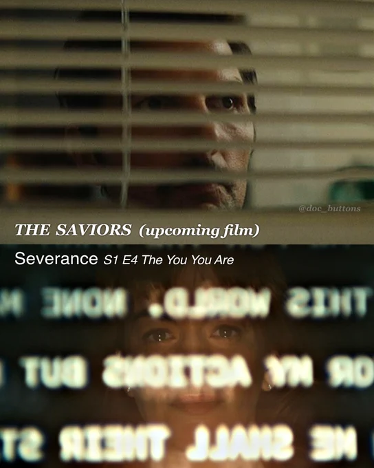 #markhellyweek parallels The Saviors movie vs Severance

Blinds vs Break Room

Adam Scott Britt Lower