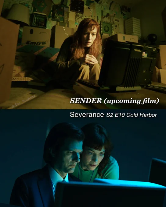 #markhellyweek parallels Sender movie vs Severance Cold Harbor. Britt Lower Adam Scott