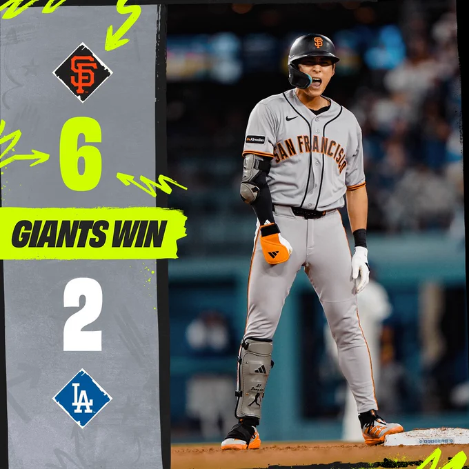 Giants Win: Giants 6, Dodgers 2
