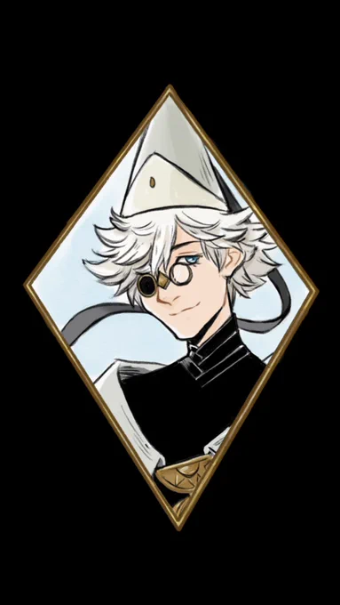 Fan art of Qifrey from Witch Hat Atelier in a gold diamond.
