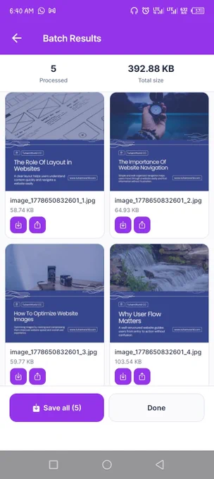PicAdjust Batch Results on Mobile 