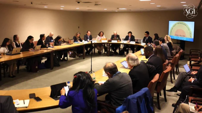 🆕News: SGI is at the #NPT2026 Review Conference in New York, the key UN forum where nations assess progress on nuclear disarmament and non-proliferation. 

On Apr. 30, SGI and the Nuclear Age Peace Foundation (@napf) co-organized a side event titled "Choose Hope", named after the dialogue between @daisakuikeda_of and David Krieger, founder of NAPF. The event addressed nuclear disarmament through the lens of the humanitarian impact of nuclear weapons, and featured atomic bomb testimony from Nihon Hidankyo. 

On May 1, SGI and the James Martin Center for Nonproliferation Studies (@JamesMartinCNS), in cooperation with Permanent Mission of Austria to the UN, co-organized another event titled "Preventing Nuclear Use and Escalation: Lessons from Nuclear Close Calls" at the UN Headquarters. Speakers examined how past nuclear crises were narrowly avoided and strategies for advancing risk reduction and arms control.

