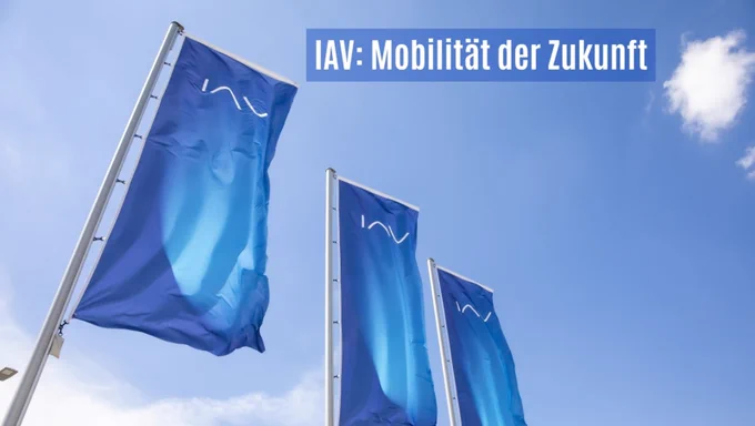 3 blaue Fahnen mit weissem IAV-Logo und Schriftzug: IAV: Mobilität der Zukunft

Bildrechte: IAV