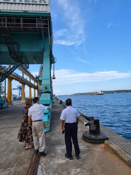 High Commissioner, Isabelle Martin and officials from Prima at Prima's flour milling complex in Trincomalee.