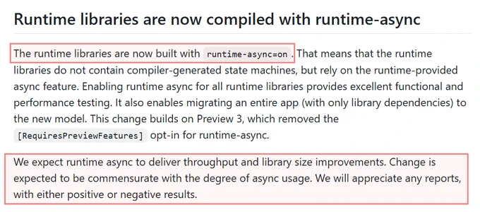 Runtime libraries are now compiled with runtime-async - .NET 11 Preview 4 release notes