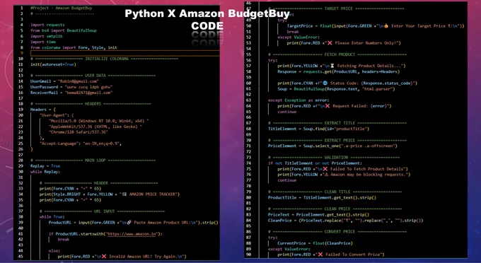 DAY - 47/100 Project - python X Amazon BudgetBuy Code/Commands