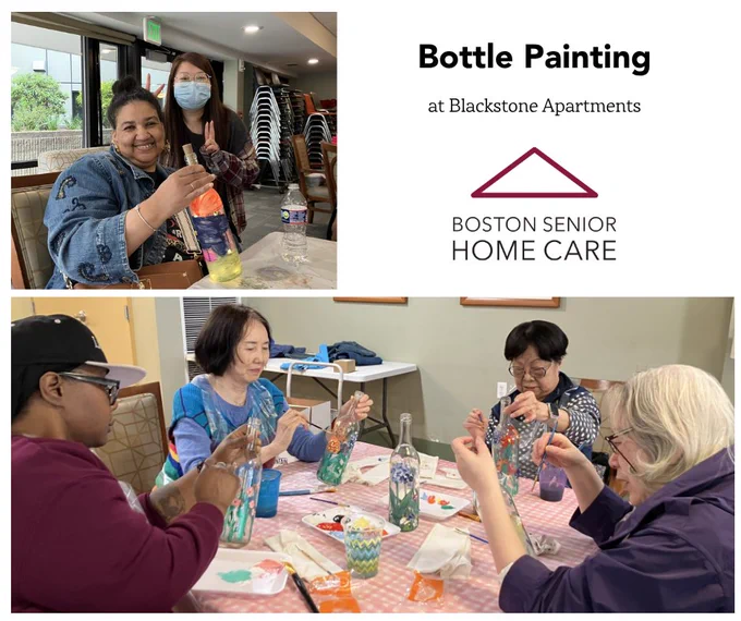 Blackstone residents painting bottles